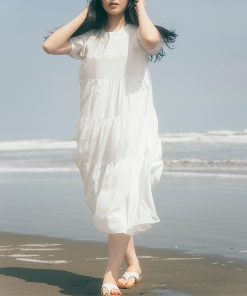 「Lil Ambition」 半袖ワンピース FREE ホワイト レディース_画像2