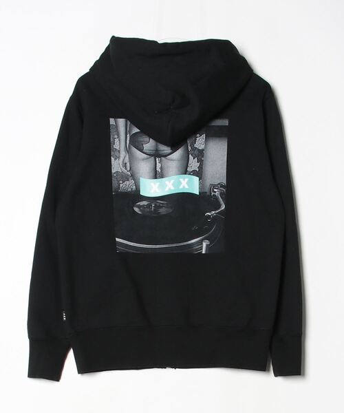 GOD SELECTION XXX ワンポイントジップアップパーカー S ブラック