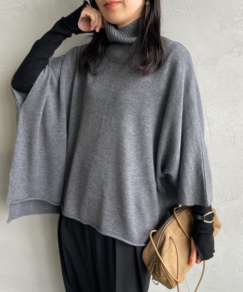 mizuiroind（ミズイロインド） ニット セーター ポンチョライク ニット