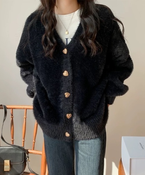 「LADY LIKE」 ニットカーディガン M レッド レディース_画像3