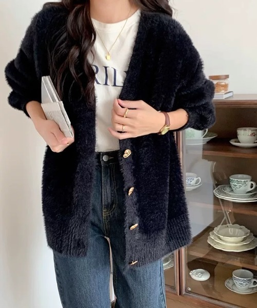 「LADY LIKE」 ニットカーディガン M レッド レディース_画像6