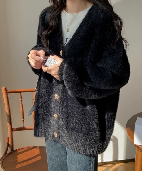 「LADY LIKE」 ニットカーディガン M レッド レディース_画像7