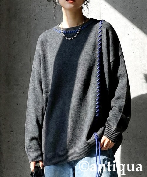 antiqua（アンティカ） ニット セーター 配色ステッチ ニット