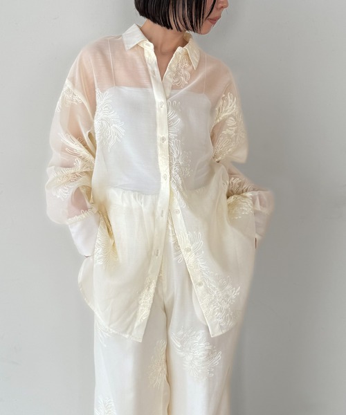 styling/ エンブロイダリーオーバーシャツジャケット 新品 エンブロイダリーシルキーシャツ