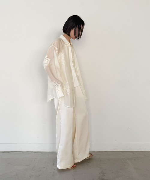 styling/ エンブロイダリーオーバーシャツジャケット 新品 ブラウス シャツ フラワーエンブロイダリーシアーオーバーサイズシャツ
