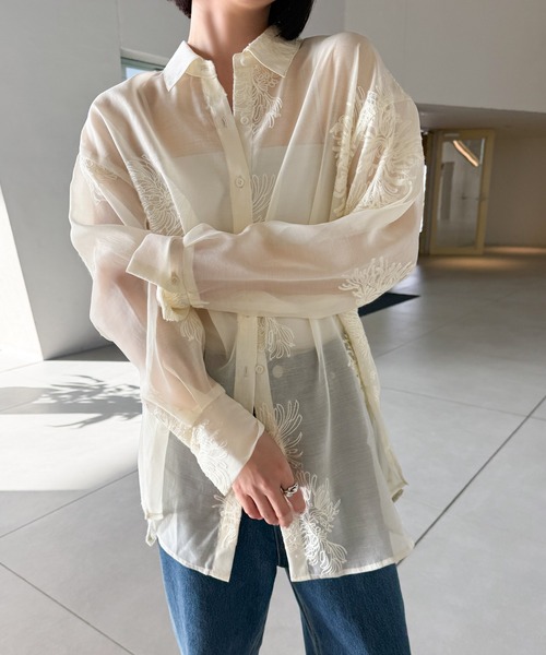 オフホワイト  20SS  OWAA049R20B07040 コーラルモチーフビーズエンブロイダリーTシャツ レディース XS off white（オフホワイト） サイズ:XS 20SS OWAA049R20B07040 コーラル