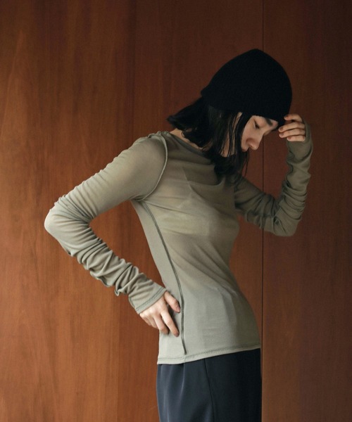 「anuke」 長袖カットソー FREE ブラック レディース_画像8