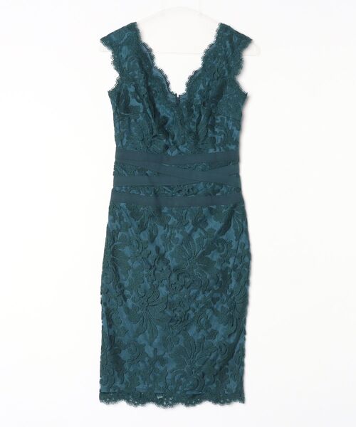 TADASHI SHOJI 総レース ノースリーブワンピース グリーン サイズ2 Tadashi Shoji 」 レースノースリーブワンピース 2 グリーン