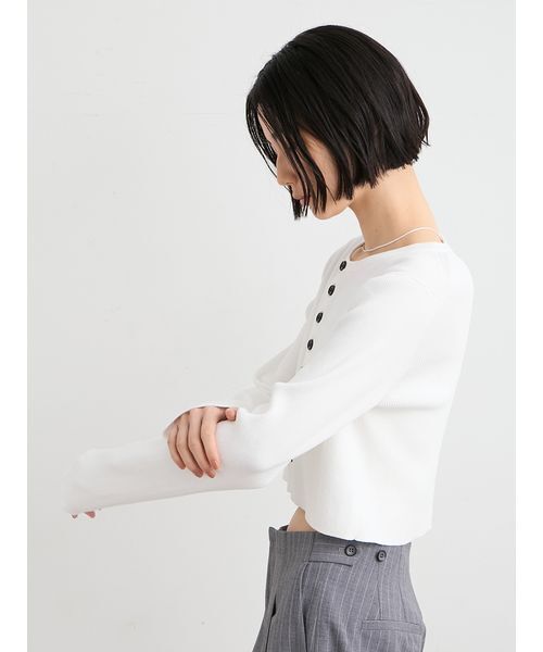 ミースロエ RIBコンパクトニット白 洗える】organic RIBコンパクトニット(ニット)｜トップス｜MIESROHE