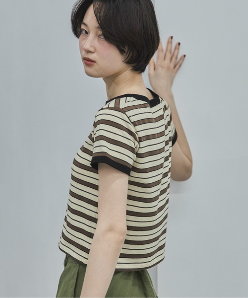feepur（フェピュール） tシャツ マルチボーダーコンパクトリンガーTee