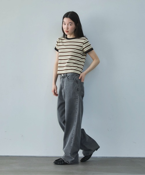 feepur（フェピュール） tシャツ マルチボーダーコンパクトリンガーTee