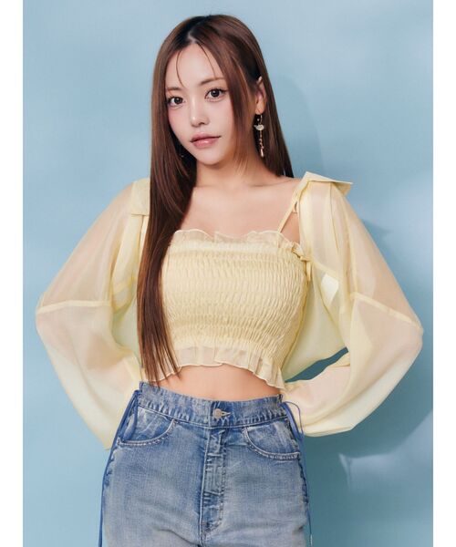 EAT ME♡シャーリングコットンシャツ新品 EATME（イートミー） ブラウス シャツ シャーリングベアTOPシャツ