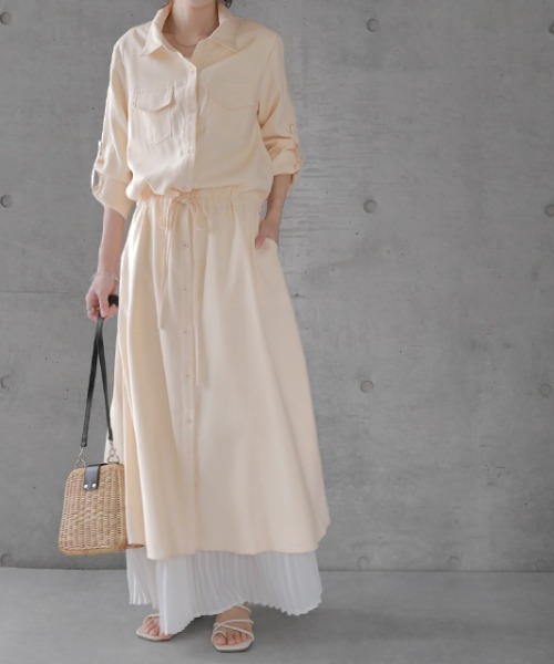 「HUG.U」 シャツワンピース - ダークグレー レディース_画像5