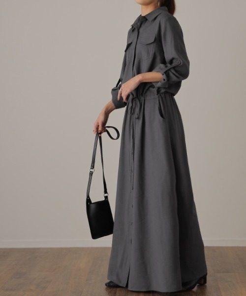 「HUG.U」 シャツワンピース - ダークグレー レディース_画像7