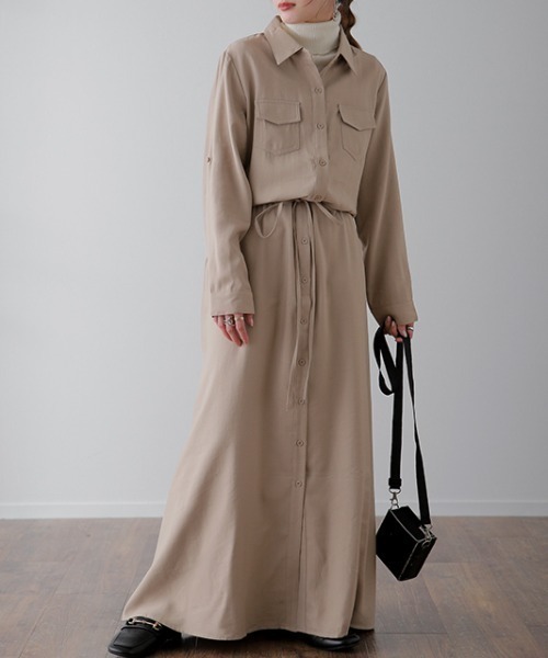 「HUG.U」 シャツワンピース - ダークグレー レディース_画像8