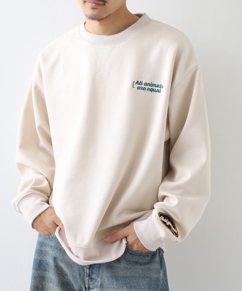 gram. トレーナー スウェット スエードポンチ袖刺繍のスウェット