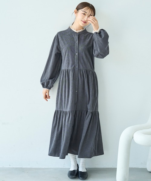 「mil」 長袖ワンピース X-SMALL チャコールグレー レディース_画像8