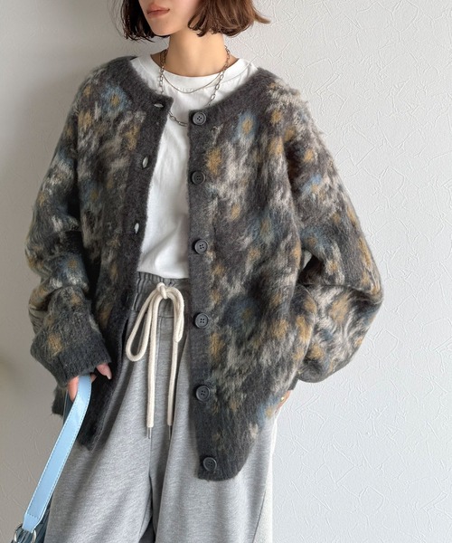 「classicalelf」 ニットカーディガン MEDIUM ネイビー レディース_画像6