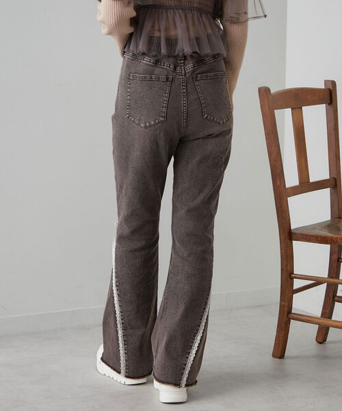 「OLIVE des OLIVE」 ブーツカットデニムパンツ SMALL ブラック レディース_画像4