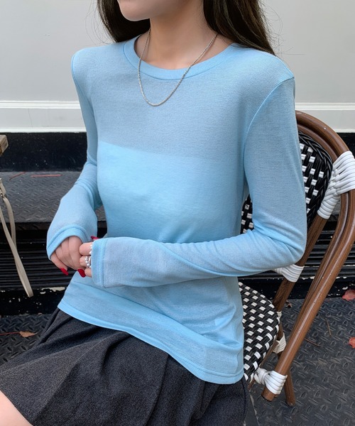 tシャツ なめらかシアーラウンドネックトップス レディース : ZOZOTOWN