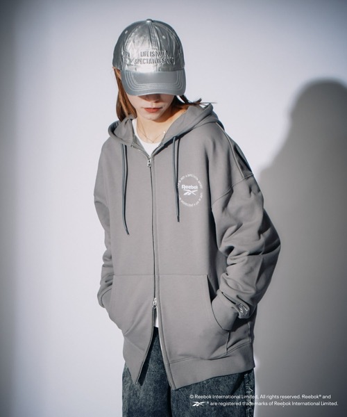 「Reebok」 ジップアップパーカー MEDIUM チャコールグレー メンズ_画像7