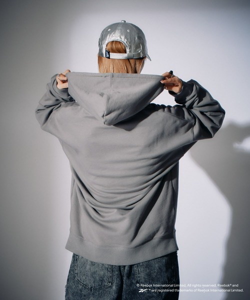 「Reebok」 ジップアップパーカー MEDIUM チャコールグレー メンズ_画像8