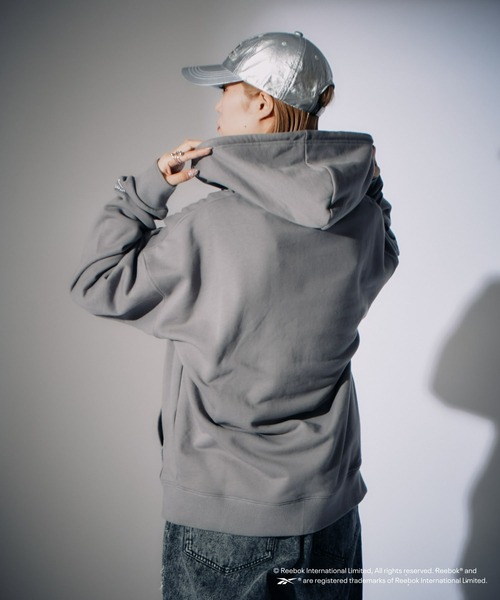「Reebok」 ジップアップパーカー MEDIUM チャコールグレー メンズ_画像9