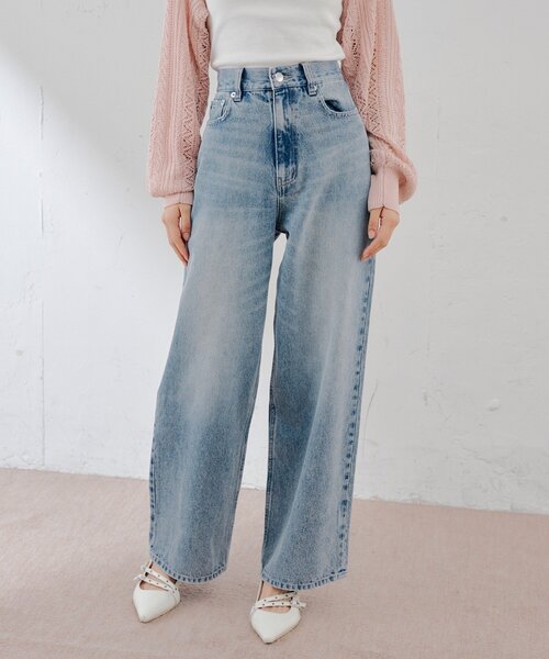 ジーンズ デニム デニムパンツ 2wayストレートデニム レディースの画像
