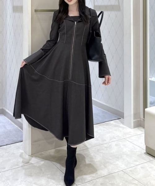 rienda（リエンダ） 長袖ワンピース MEDIUM グレー レディース