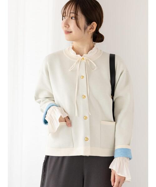 「Te chichi TERRASSE」 ニットカーディガン F オフホワイト レディース_画像4