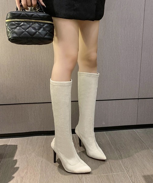 「Miniministore」 ロングブーツ 25.0cm アイボリー レディース_画像6