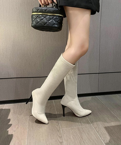 「Miniministore」 ロングブーツ 25.0cm アイボリー レディース_画像7