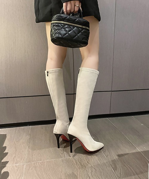 「Miniministore」 ロングブーツ 25.0cm アイボリー レディース_画像8
