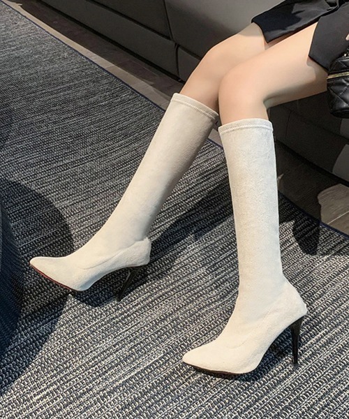 「Miniministore」 ロングブーツ 25.0cm アイボリー レディース_画像9