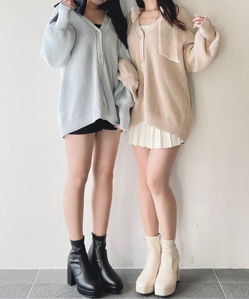 「NOMAE」 ニットカーディガン FREE ブルー レディース_画像5