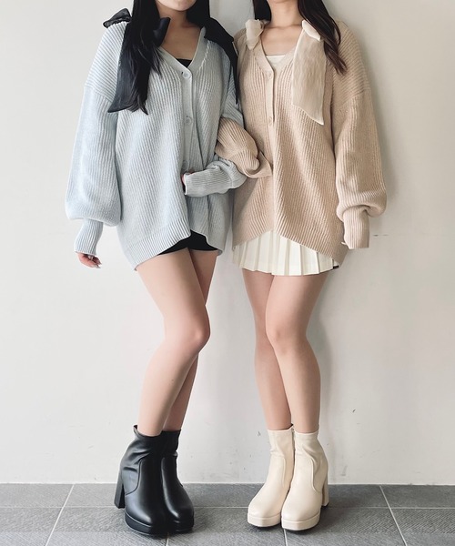 「NOMAE」 ニットカーディガン FREE ブルー レディース_画像6