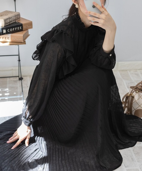 「pumpkin port」 長袖ワンピース M ボルドー レディース_画像4