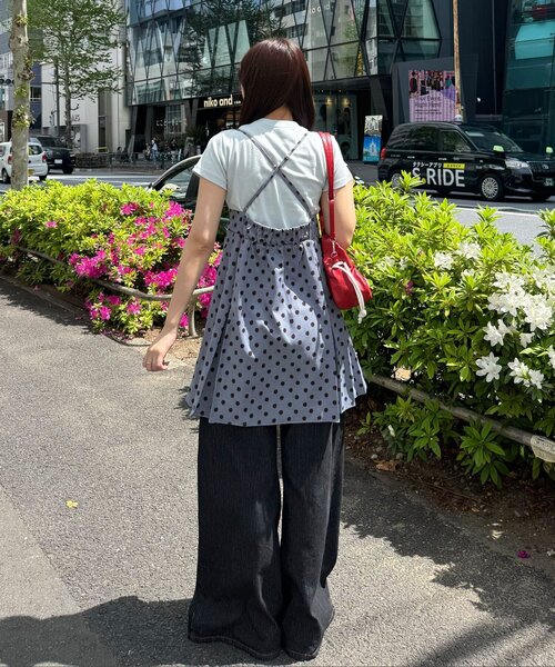 Minami♪未使用☆慈雨 ドット柄 ハイネック チュニック ワンピース CIAOPANIC（チャオパニック） チュニック （ドット柄・無地）プリーツ