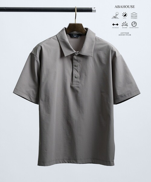 ABAHOUSE GRAY ポロシャツ 半袖 「セットアップ対応」360°ストレッチ