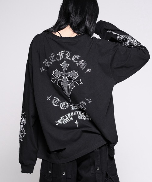 REFLEM（レフレム） tシャツ 「REFLEM/レフレム」クロスラインストーン