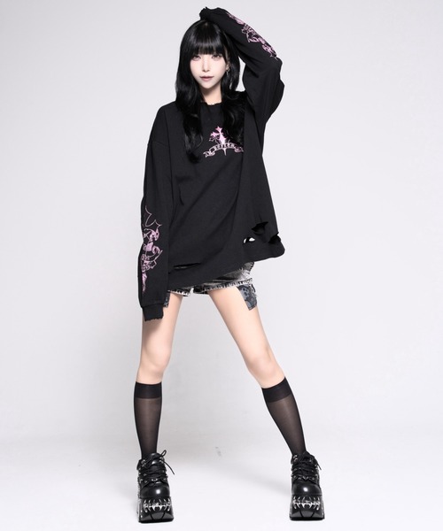 REFLEM（レフレム） tシャツ 「REFLEM/レフレム」クロスラインストーン