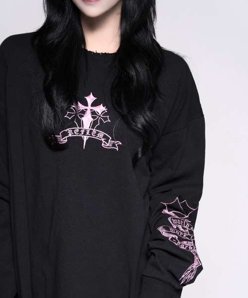 REFLEM（レフレム） tシャツ 「REFLEM/レフレム」クロスラインストーン