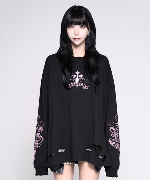 REFLEM（レフレム） tシャツ 「REFLEM/レフレム」クロスラインストーン