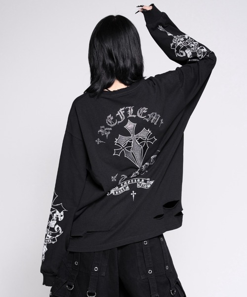 REFLEM（レフレム） tシャツ 「REFLEM/レフレム」クロスラインストーン