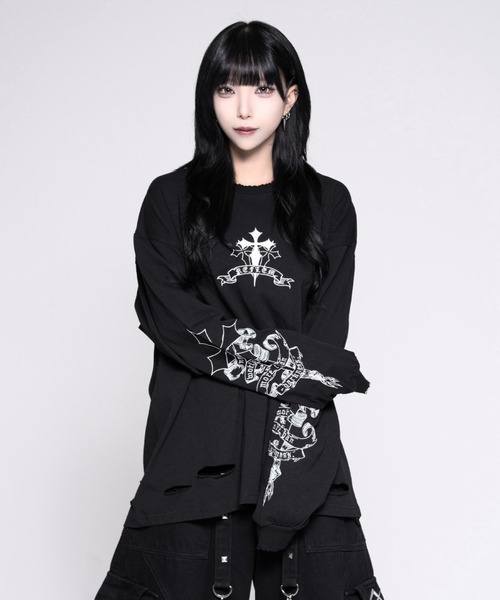 REFLEM（レフレム） tシャツ 「REFLEM/レフレム」クロスラインストーン