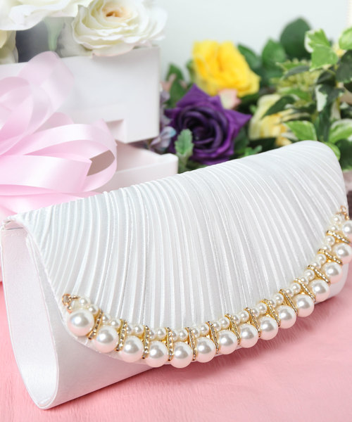 DRESS STAR（ドレススター） クラッチバッグ パーティーバッグ パール