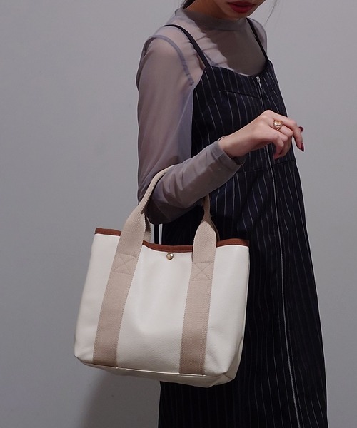 ハンドメイド☆トートバッグ&マルチケース♪ 楽天市場】本革 × 帆布 マルチトート バッグ ミドル トートバッグ 横型
