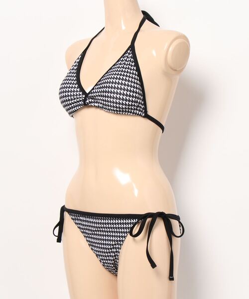 水着 ハウンドトゥースチェックトライアングルビキニ レディース