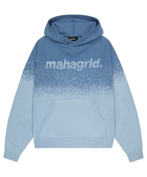 大幅値下/メール便OK/日本製 ニット 「mahagrid/マハグリッド」BASIC LOGO OMBRE KNIT HOODIE/ベーシックロゴニット プルオーバーパーカー