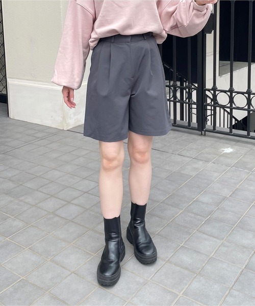 アトリエボズ ハイウエストハーフパンツ ハイウエストタックハーフパンツ | LE MORE